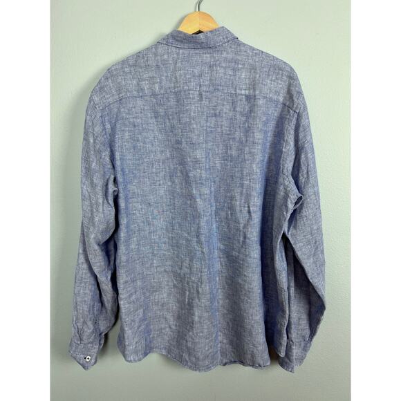 UNTUCKit Mens XL 100% Linen Shirt Coastal‎ Resort Preppy Summer Casual Chambray - Picture 3 of 8